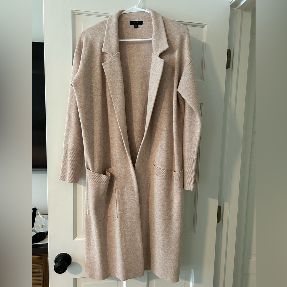 J.Crew Ella Open Front Long Cardigan Sweater Blazer Heather Birch XS SPR 22